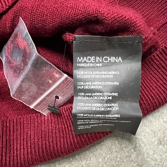 Club Monaco Wool Sweater Mens Small Red Long Sleeve Double Crew Neck Lightweight - Picture 7 of 7